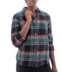 Aventura Organic Cotton Frosted Flannel Plaid Point Collar Long Sleeve Button Front Shirt