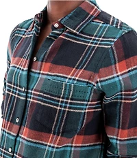 Aventura Organic Cotton Frosted Flannel Plaid Point Collar Long Sleeve Button Front Shirt