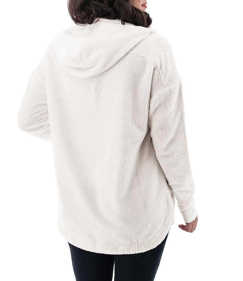 Aventura Pebble Fleece Dropped Shoulder Shirttail Hem Comfy Hoodie Pullover