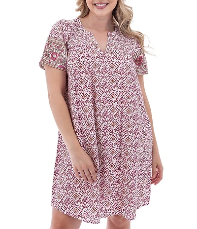 Aventura Portofino Woven Split V-Neck Swing Dress