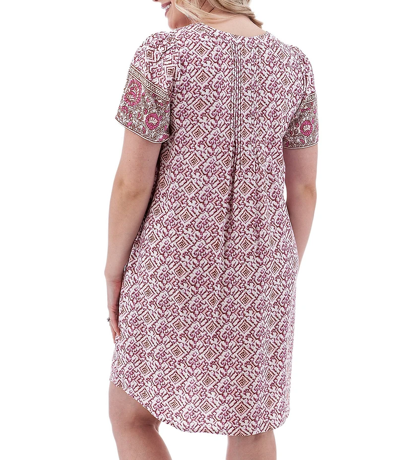 Aventura Portofino Woven Split V-Neck Swing Dress