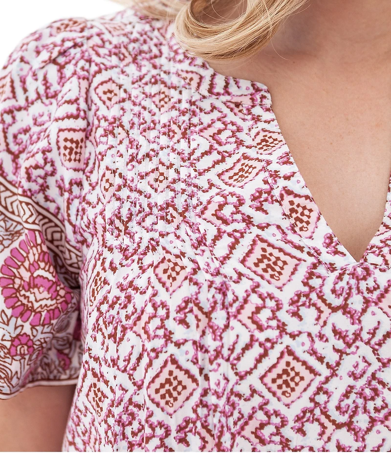 Aventura Portofino Woven Split V-Neck Swing Dress