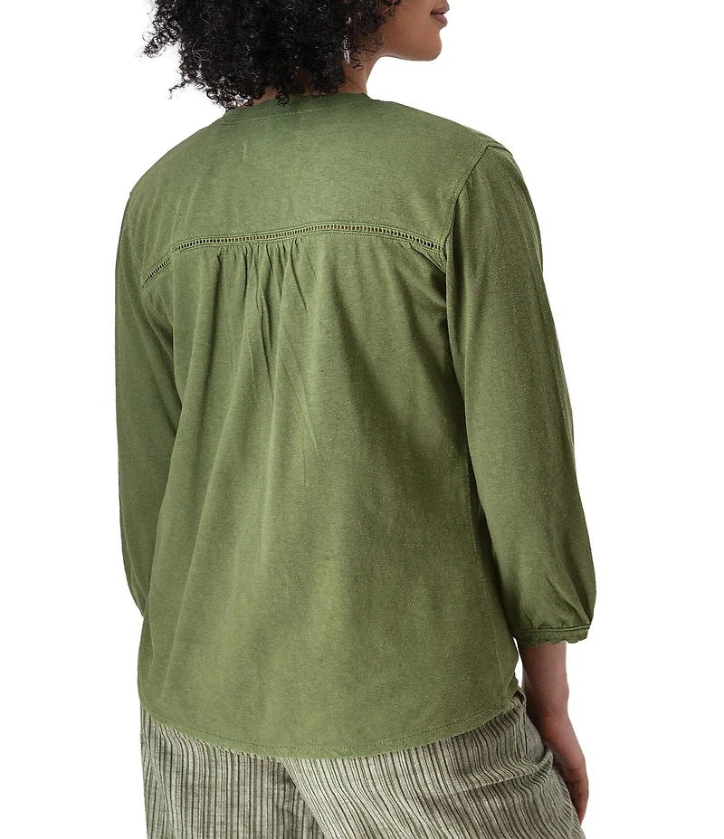 Aventura Simone Organic Cotton Blend 3/4 Sleeve Button Front Top
