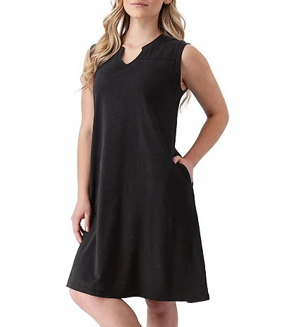 Aventura Simone Organic Cotton Slub Knit V-Neck Pullover A-Line Dress