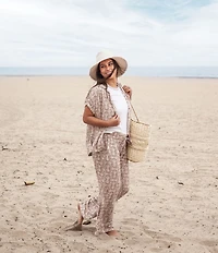 Aventura Sorrento Crepe Woven Wide Leg Crop Pants