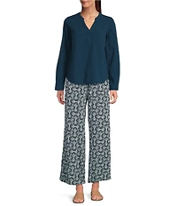 Aventura Sorrento Crepe Woven Wide Leg Crop Pants