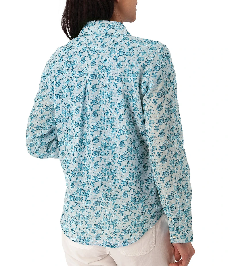 Aventura Splendor Organic Cotton Floral Woven Point Collar Long Sleeve Button Front Shirt