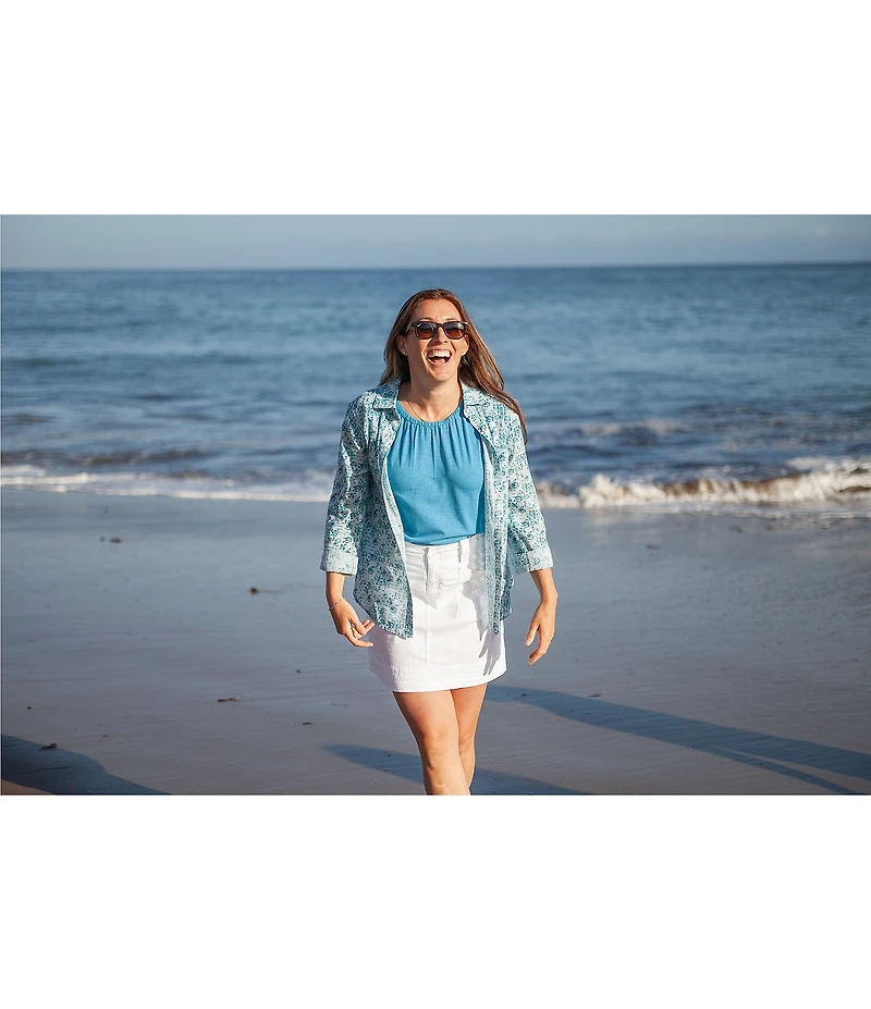 Aventura Splendor Organic Cotton Floral Woven Point Collar Long Sleeve Button Front Shirt