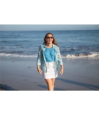 Aventura Splendor Organic Cotton Floral Woven Point Collar Long Sleeve Button Front Shirt