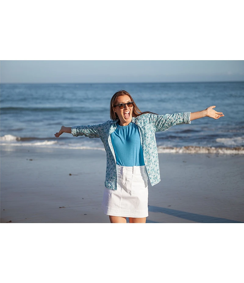 Aventura Splendor Organic Cotton Floral Woven Point Collar Long Sleeve Button Front Shirt