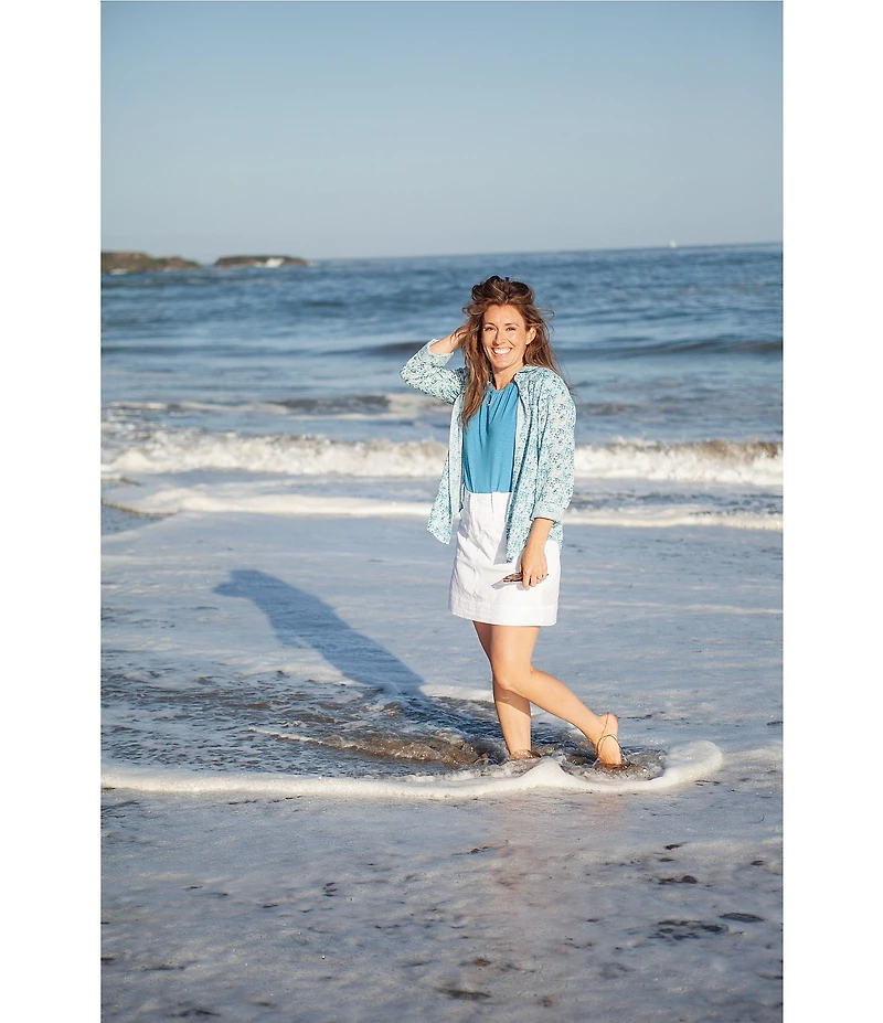 Aventura Splendor Organic Cotton Floral Woven Point Collar Long Sleeve Button Front Shirt