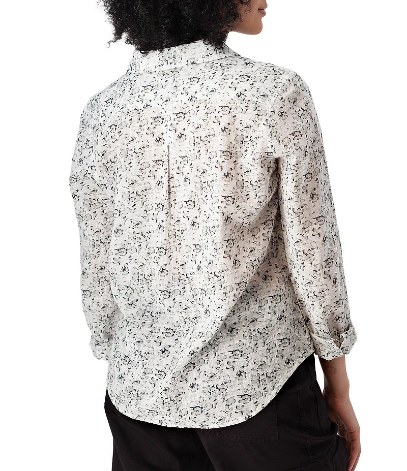 Aventura Splendor Organic Cotton Floral Woven Point Collar Long Sleeve Button Front Shirt