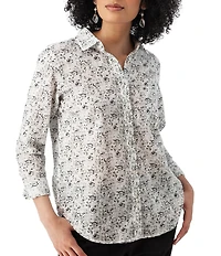Aventura Splendor Organic Cotton Floral Woven Point Collar Long Sleeve Button Front Shirt