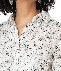 Aventura Splendor Organic Cotton Floral Woven Point Collar Long Sleeve Button Front Shirt