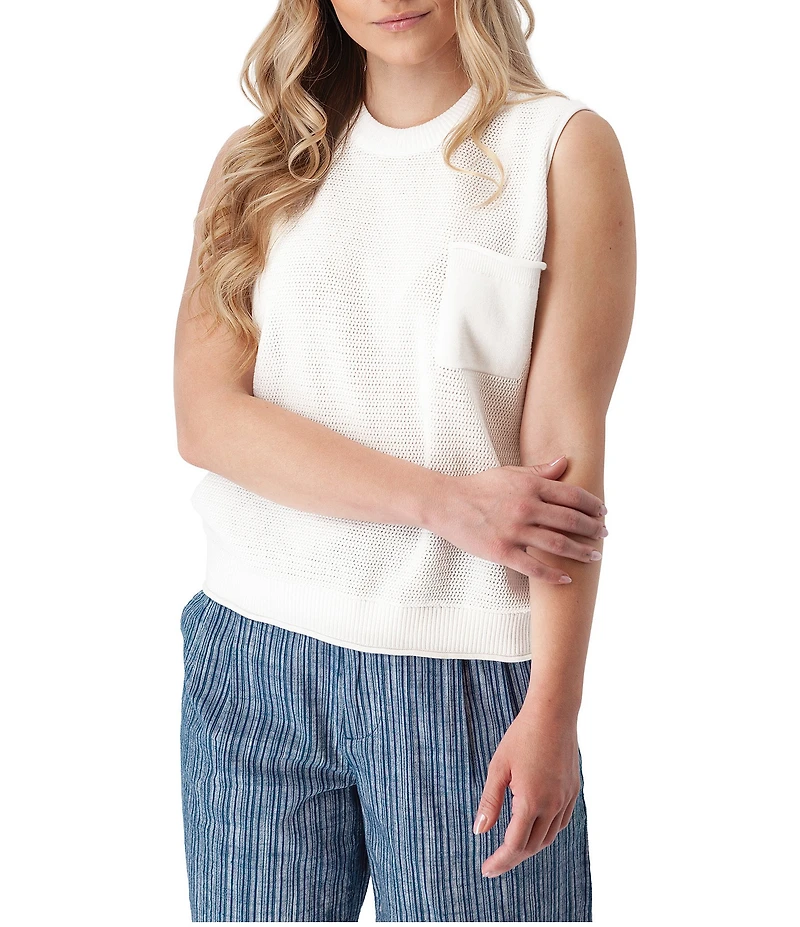 Aventura Summertime Mesh Knit Crew Neck Sleeveless Tank Top