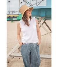 Aventura Summertime Mesh Knit Crew Neck Sleeveless Tank Top