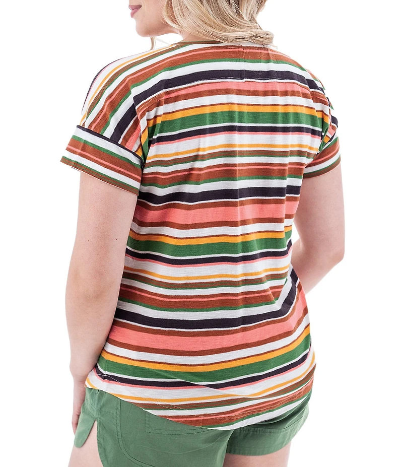 Aventura Summerville Organic Cotton Stripe Print Scoop Neck Drop Shoulder Sleeve Top