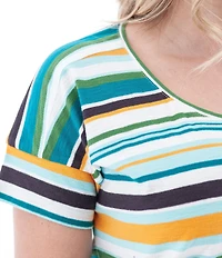 Aventura Summerville Organic Cotton Stripe Print Scoop Neck Drop Shoulder Sleeve Top