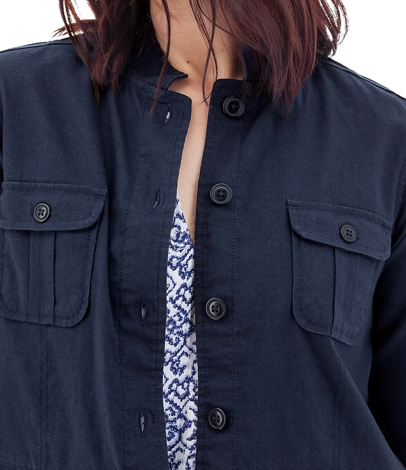 Aventura Temple Lightweight Utility Woven Button Front Jacket