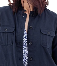 Aventura Temple Lightweight Utility Woven Button Front Jacket