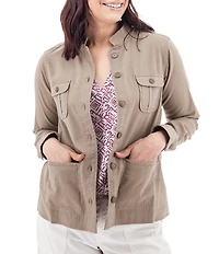 Aventura Temple Lightweight Utility Woven Button Front Jacket