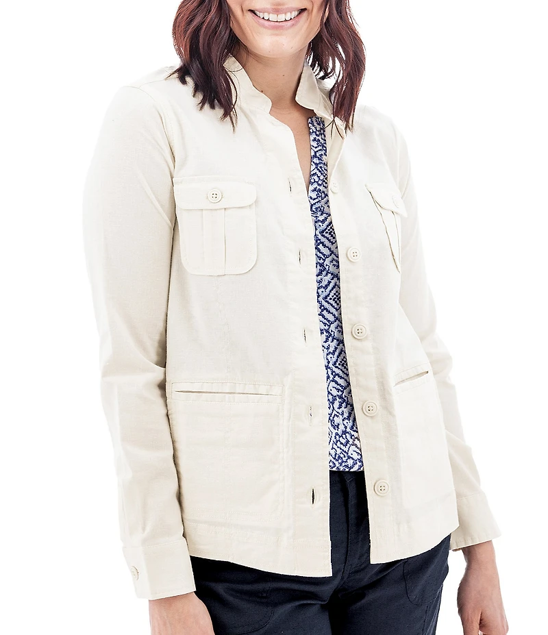 Aventura Temple Lightweight Utility Woven Button Front Jacket