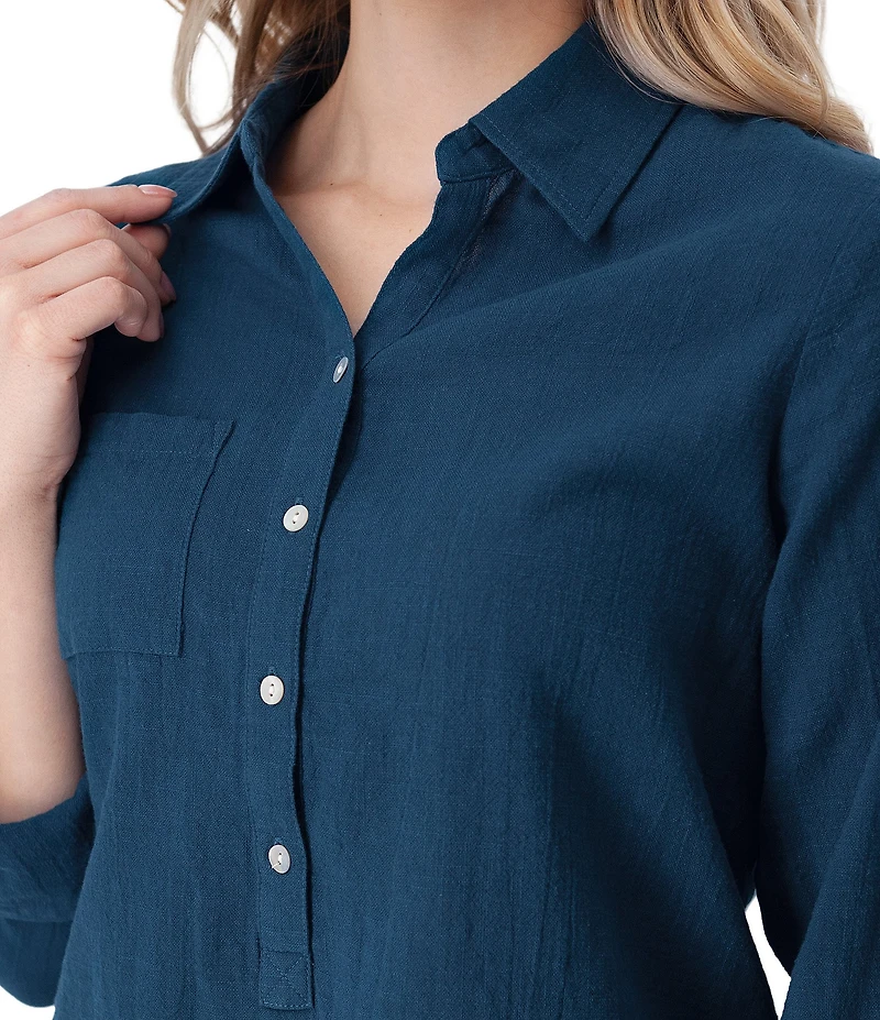 Aventura The Laken Organic Cotton Roll-Tab Sleeve Popover Top