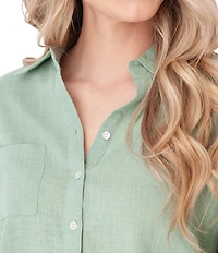 Aventura The Laken Organic Cotton Roll-Tab Sleeve Popover Top