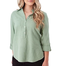 Aventura The Laken Organic Cotton Roll-Tab Sleeve Popover Top