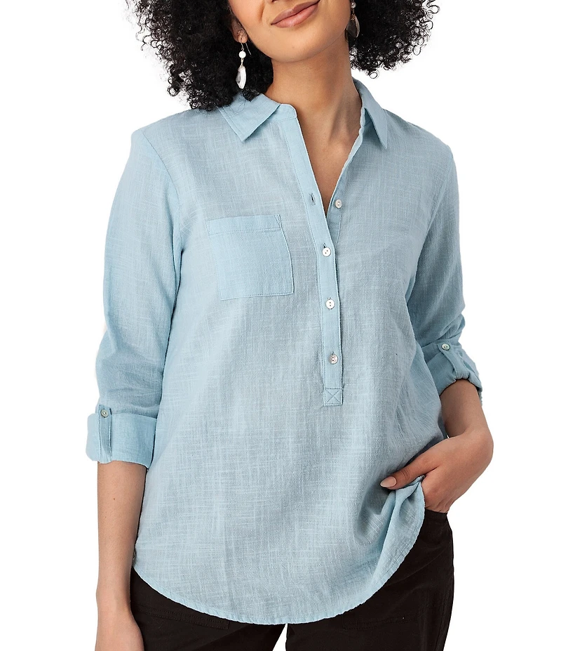 Aventura The Laken Organic Cotton Roll-Tab Sleeve Popover Top