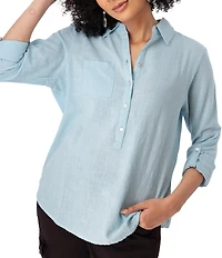 Aventura The Laken Organic Cotton Roll-Tab Sleeve Popover Top