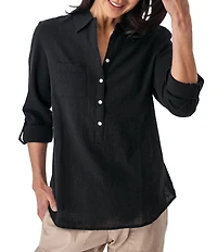 Aventura The Laken Organic Cotton Roll-Tab Sleeve Popover Top