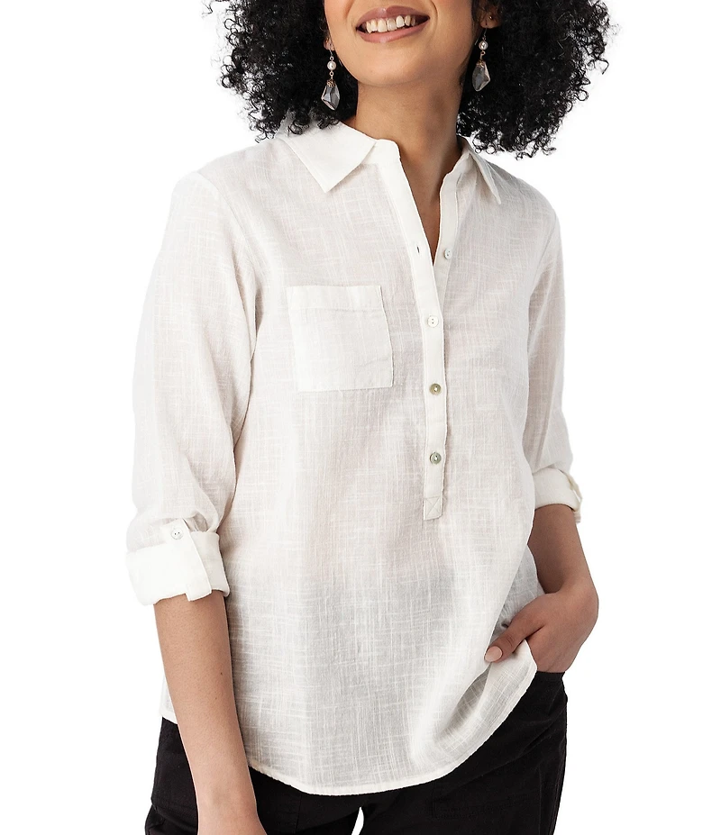Aventura The Laken Organic Cotton Roll-Tab Sleeve Popover Top