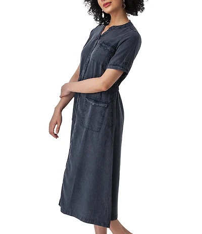 Aventura Tulsi Utility Short Sleeve Button Front Midi Dress