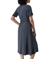 Aventura Tulsi Utility Short Sleeve Button Front Midi Dress