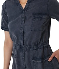 Aventura Tulsi Utility Short Sleeve Button Front Midi Dress