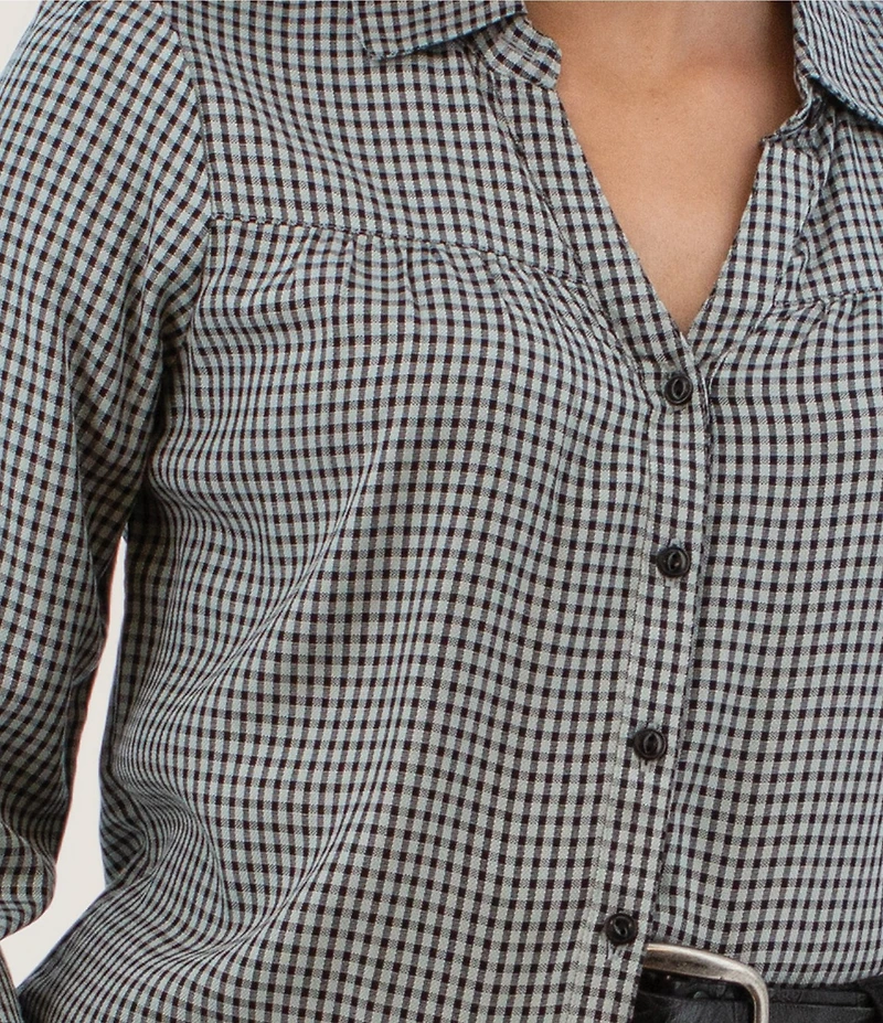 Aventura Woodland Woven Checked Print Point Collar Button Front Shirt
