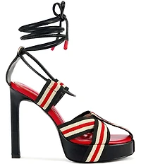 Azalea Wang Abilene Sport Stripe Ankle Tie Platform Sandals