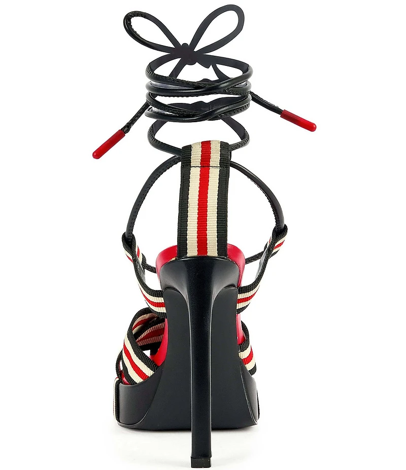 Azalea Wang Abilene Sport Stripe Ankle Tie Platform Sandals