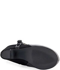 Azalea Wang Abyss Hardware Strap Detail Platform Block Heel Booties