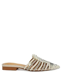 Azalea Wang Adaline Pearl and Jewel Pointed Toe Dress Mules
