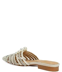 Azalea Wang Adaline Pearl and Jewel Pointed Toe Dress Mules