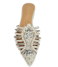 Azalea Wang Adaline Pearl and Jewel Pointed Toe Dress Mules