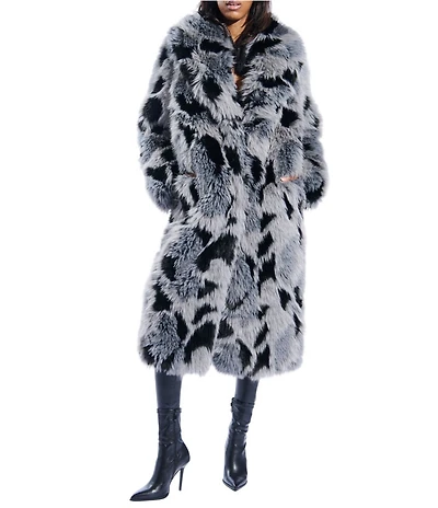 Azalea Wang Adria Faux Fur Oversize Shawl Collared Trench Coat