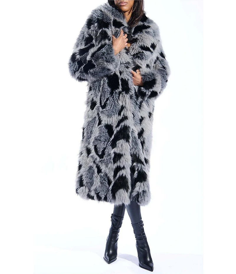 Azalea Wang Adria Faux Fur Oversize Shawl Collared Trench Coat