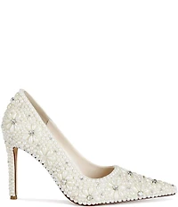 Azalea Wang Adria Pearl Flowers Pointed Toe Pumps