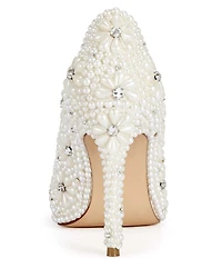 Azalea Wang Adria Pearl Flowers Pointed Toe Pumps