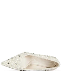 Azalea Wang Adria Pearl Flowers Pointed Toe Pumps