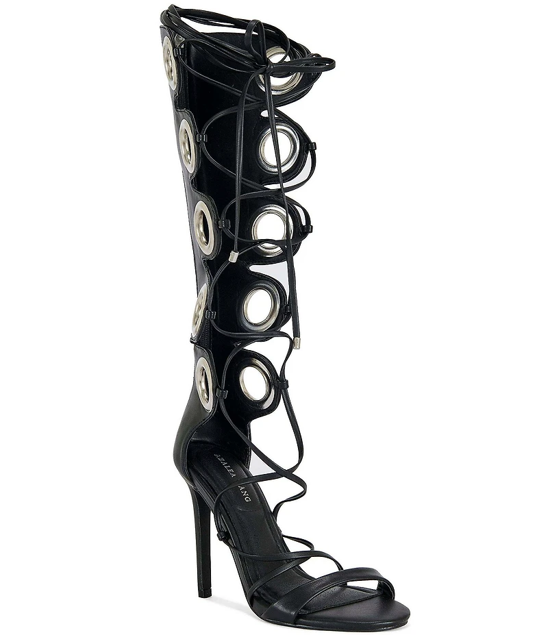 Azalea Wang Agathon Tall Shaft Lace Up Grommet Gladiator Sandals