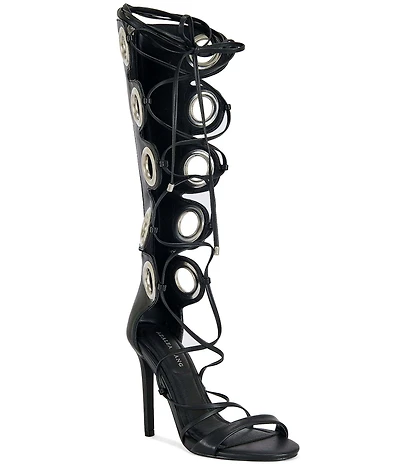 Azalea Wang Agathon Tall Shaft Lace Up Grommet Gladiator Sandals